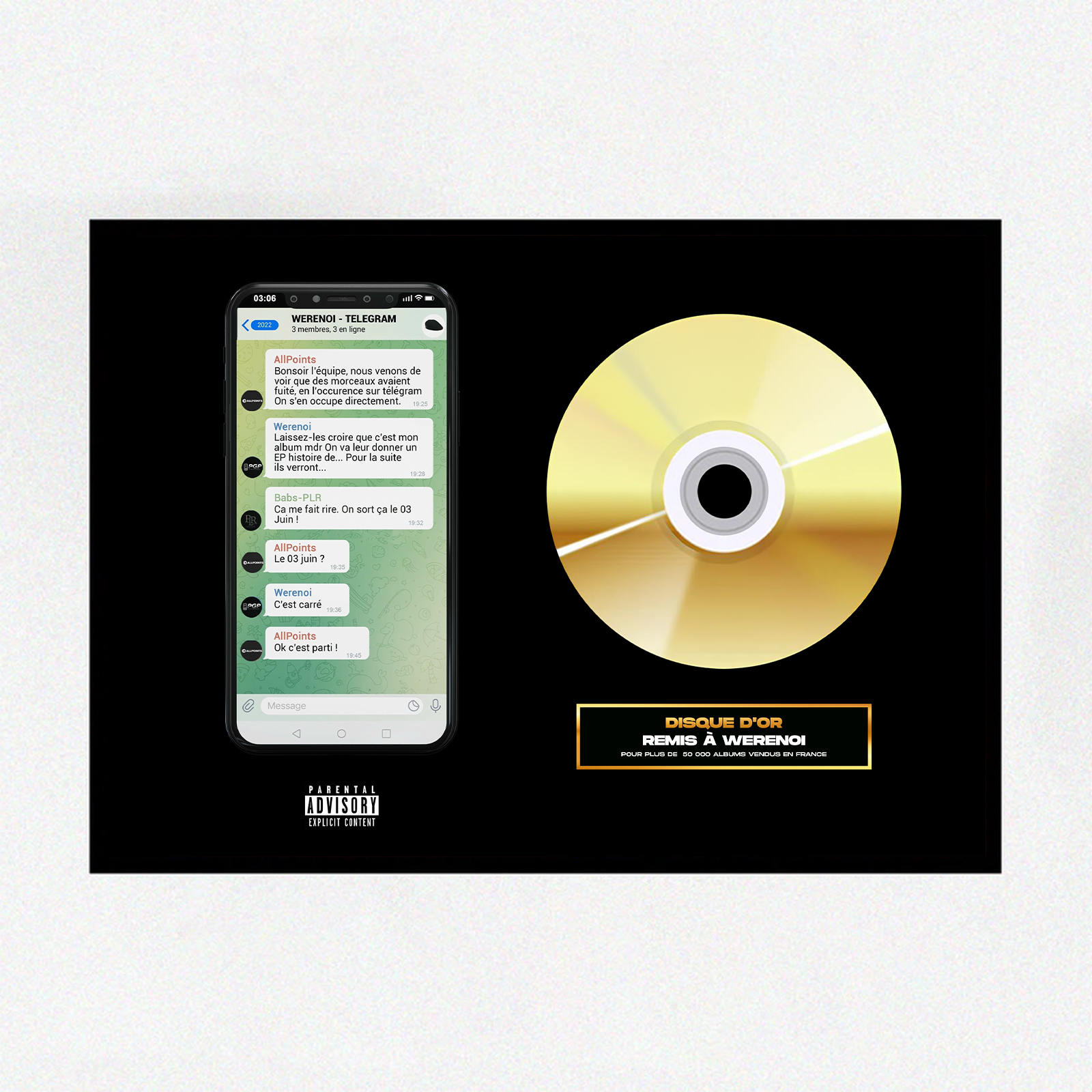 Disque d'or Werenoi - Télégram – T Certif